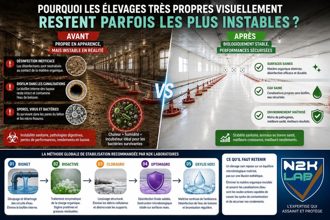 Pourquoi les élevages très propres visuellement restent parfois les plus instables