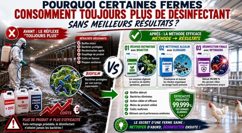 Pourquoi certaines fermes consomment toujours plus de désinfectant sans meilleurs résultats