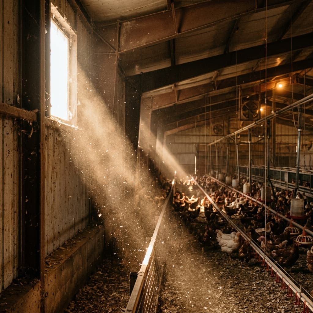Contamination aérienne en bâtiment d'élevage